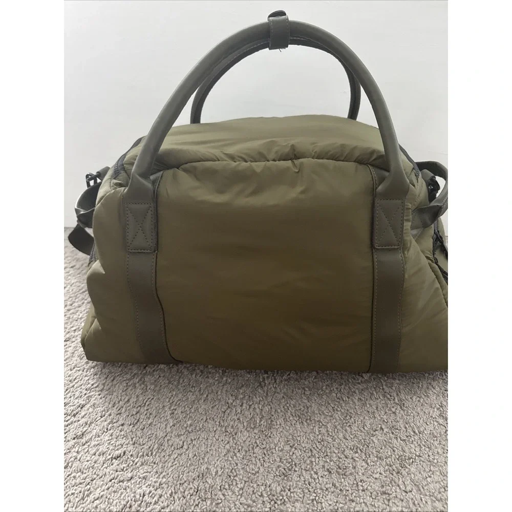 Joan & David Olive Green Puffer Quilted Duffle Bag Weekender Travel Handbag